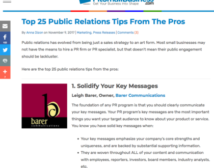 Top 25 Public Relations Tips From The Pros